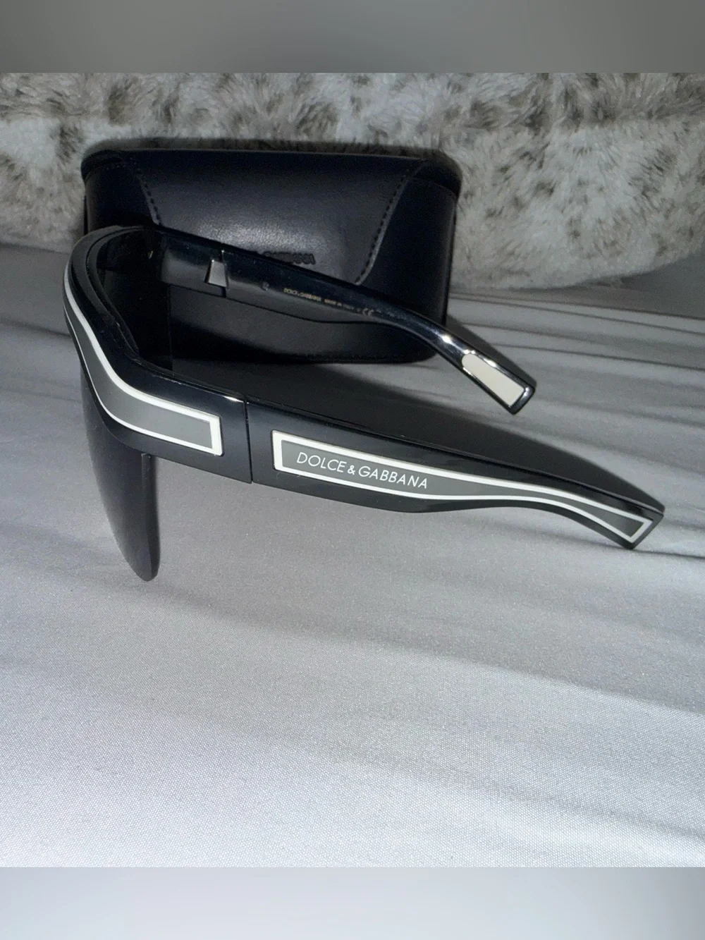 Dolce & Gabbana Black Sunglasses with White Accents